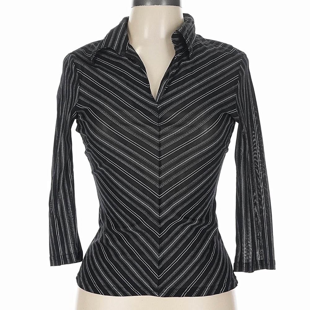 Vintage Y2K A.Byer Striped Collared Blouse Size L Large